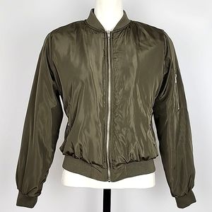 Streetwear Society Women's  Army Green Bomber Zip Up Jacket Size Large
